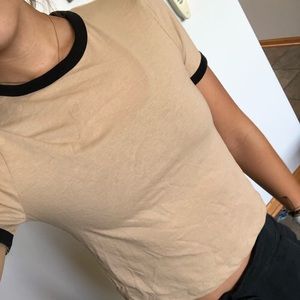 H&M brown and black fitted top